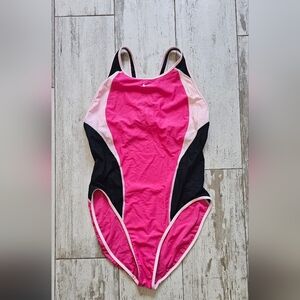 Nike Pink and Black Women's Colorblock One-Piece Swimsuit 20